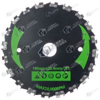 Disc motocoasa 180mm - 25.4mm - Cu dinti lant drujba