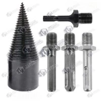 Burghiu conic despicare lemne pentru bormasina sau rotopercutor (3 adaptoare)