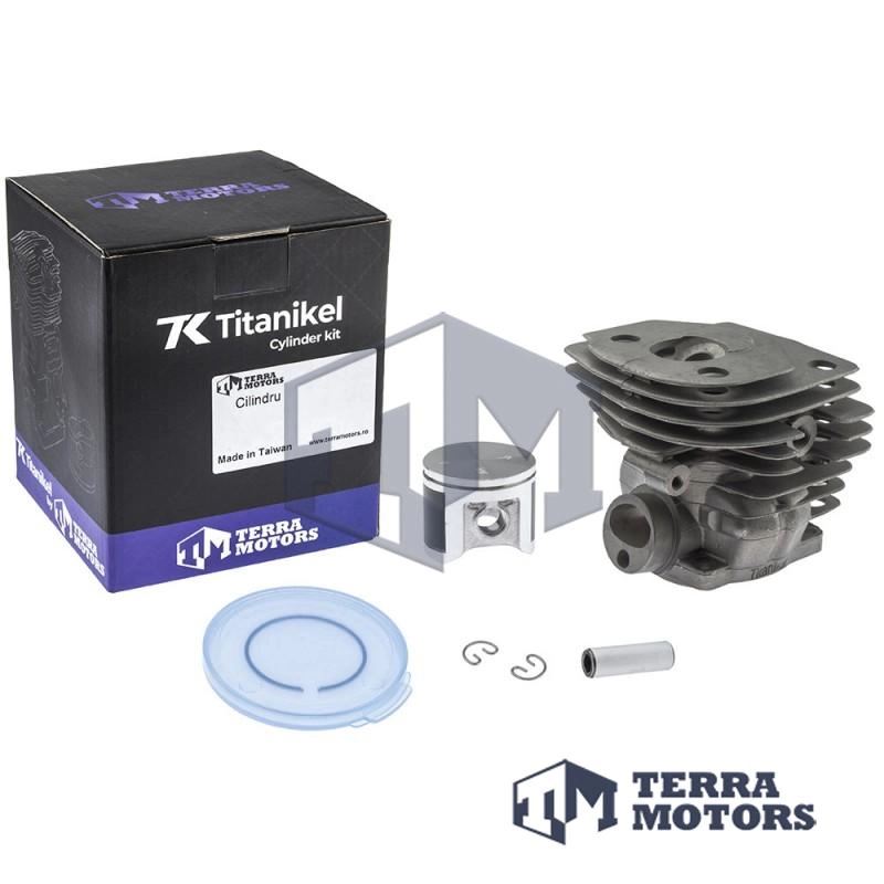 Kit cilindru drujba Husqvarna 359, 357 47mm Titanikel, Piston cu teflon (Terra Motors)