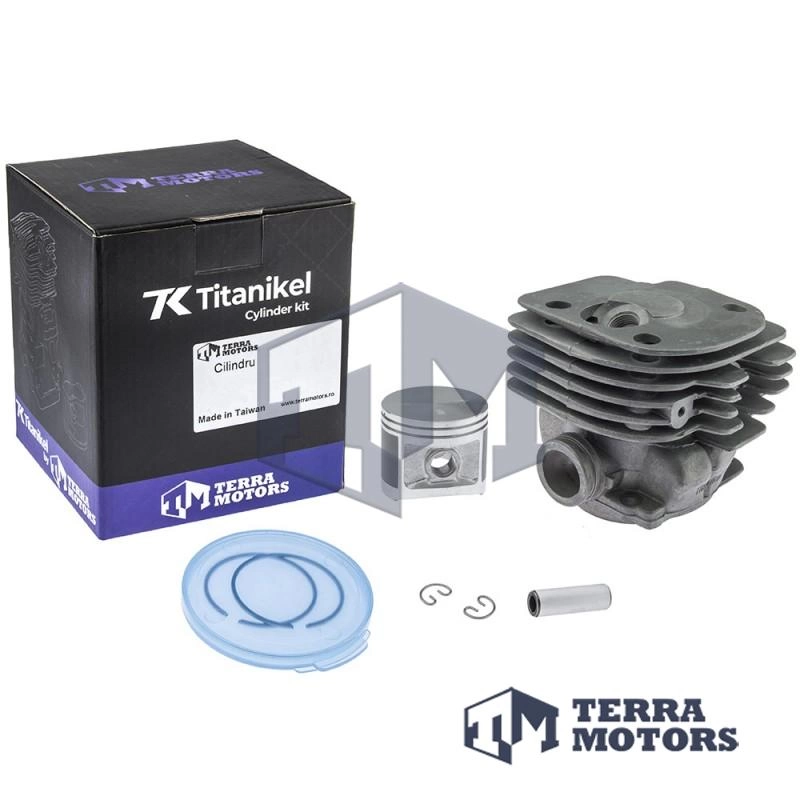 Kit cilindru drujba Husqvarna 371, 372 50mm Titanikel, Piston cu teflon (Terra Motors)