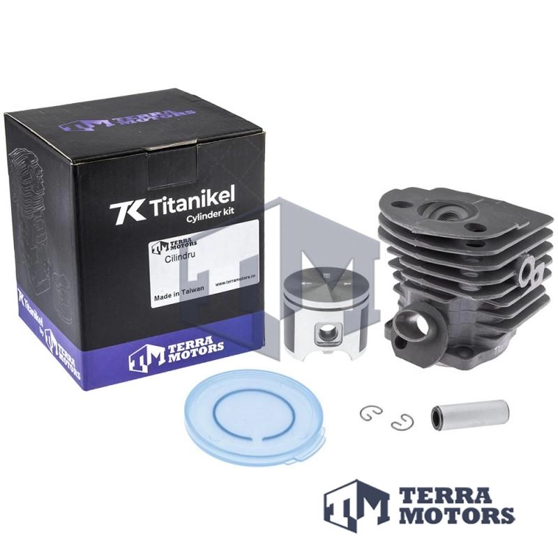 Kit cilindru drujba Husqvarna 55 46mm - Piston Pop-up - Extra compresie Titanikel, Piston cu teflon (Terra Motors)