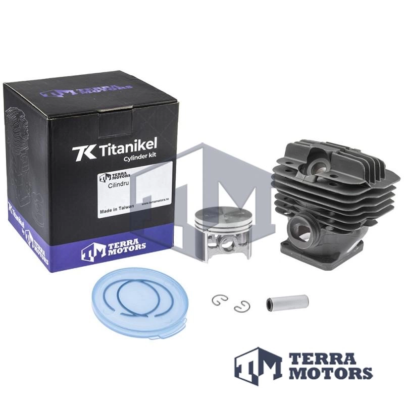 Kit cilindru drujba Stihl 440, 044 - Bolt 12mm - 50mm Titanikel, Piston cu teflon (Terra Motors)